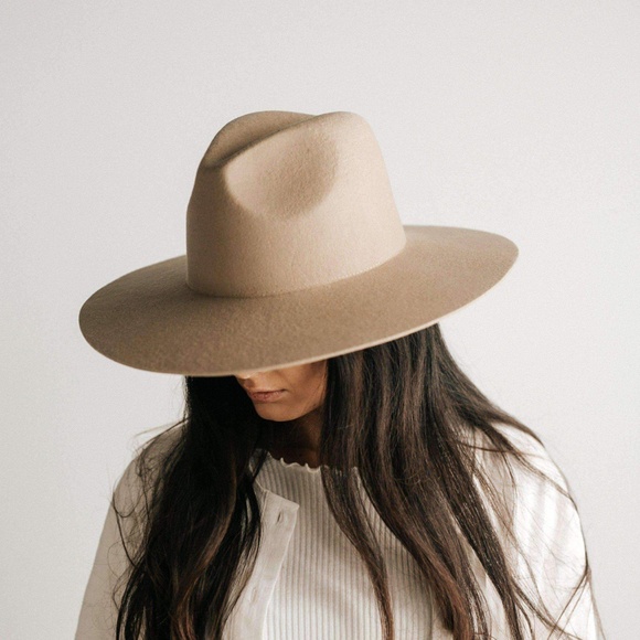 GIGI PIP Wide Brim Fedora in Tan main image 4